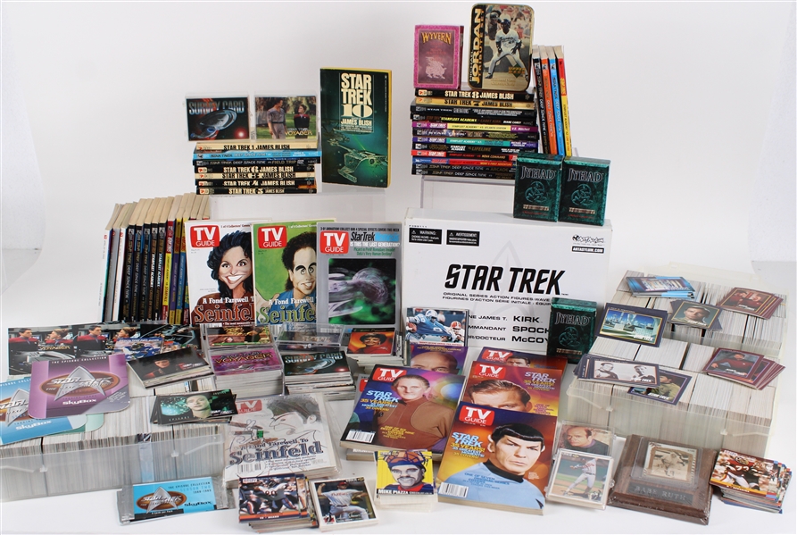 1960s-2002 Star Trek & Seinfeld TV Guides, Star Trek Book, Trading Cards & more (Lot of Hundreds)