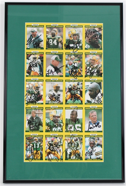 1994 Reggie White, Sterling Sharpe, Edgar Bennett GB Packers & more Signed 15x23 Framed Card Sheet (JSA) 