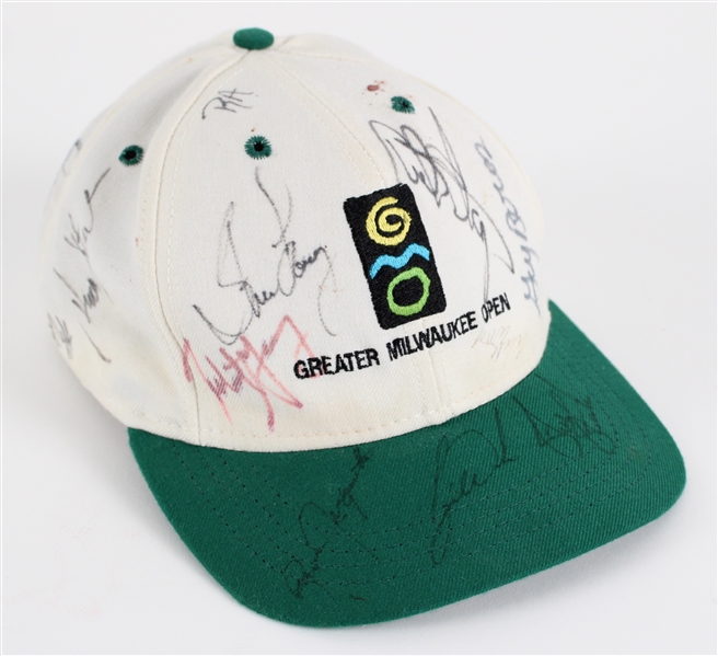 1996 Greater Milwaukee Open Multi Signed Cap w/ 15 Signatures Including Tiger Woods, Payne Stewart & More (JSA) Tigers First PGA Tournament Appearance