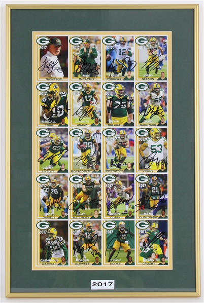 2017 Aaron Rodgers, Jordy Nelson, Randall Cobb GB Packers & more Signed 15x22 Framed Card Sheet (JSA) 