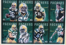 2001 Ahman Green, Mike Sherman, Brett Favre GB Packers & more Signed 15x22 Framed Card Sheet (JSA) 