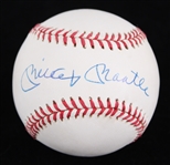 1990-92 Mickey Mantle New York Yankees Signed OAL Brown Baseball (JSA)