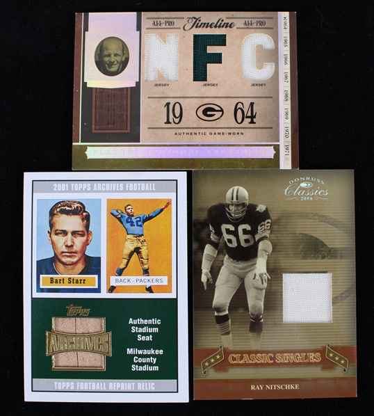 2001-2006 Bart Starr and Ray Nitschke Green Bay Packers Topps and Donruss Trading Cards (Lot of 3)