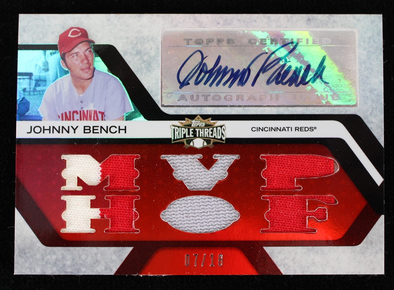 2008 Johnny Bench Cincinnati Reds Autographed Topps Triple Threads Trading Card TTAR-88 7/18