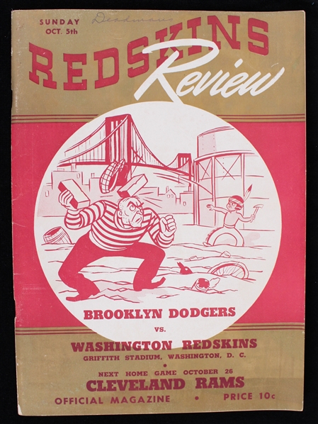 1941 Brooklyn Dodgers vs Washington Redskins Official Magzine