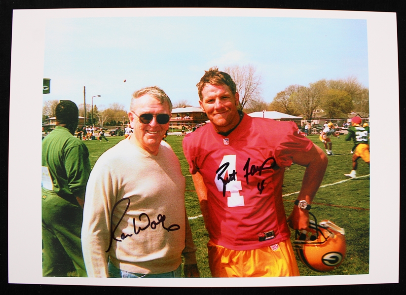 1992-2000 Ron Wolf and Brett Favre Green Bay Packers Signed 9x11 Photo (JSA) 