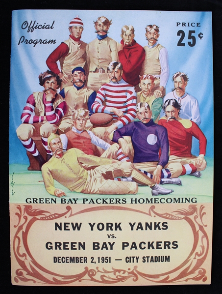 1951 New York Yanks vs Green Bay Packers Official Program (Don Hutson Number Retired Game)