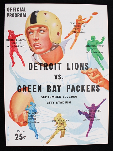 1950 Detroit Lions vs Green Bay Packers Official Program 
