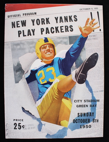 1950 New York Yanks vs Green Bay Packers Official Program 