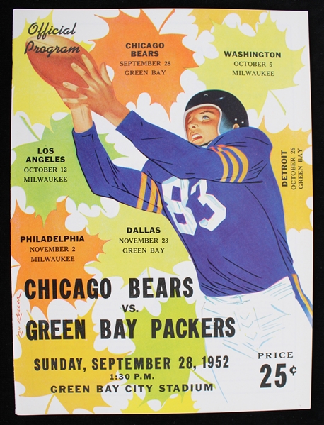 1952 Chicago Bears vs Green Bay Packers Official Program 
