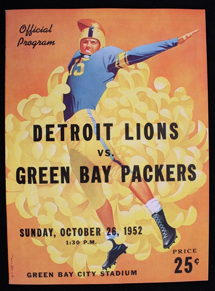 1952 Detroit Lions vs Green Bay Packers Official Program