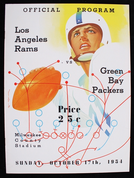 1954 Los Angeles Rams vs Green Bay Packers Official Program