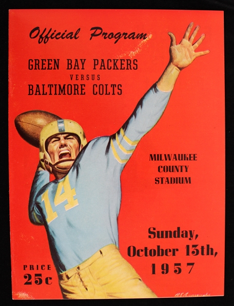 1957 Baltimore Colts vs Green Bay Packers Official Program 