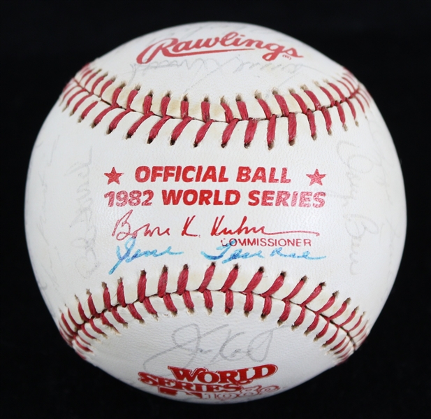 1982 World Series Champion St. Louis Cardinals Team Signed OWS Kuhn Baseball w/ Whitey Herzog, Ozzie Smith, Willie McGee, Bruce Sutter & More (JSA)
