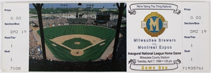 1998 Milwaukee Brewers County Stadium 24x117 National Winter Tour Banner w/ Game 1 Full Ticket 