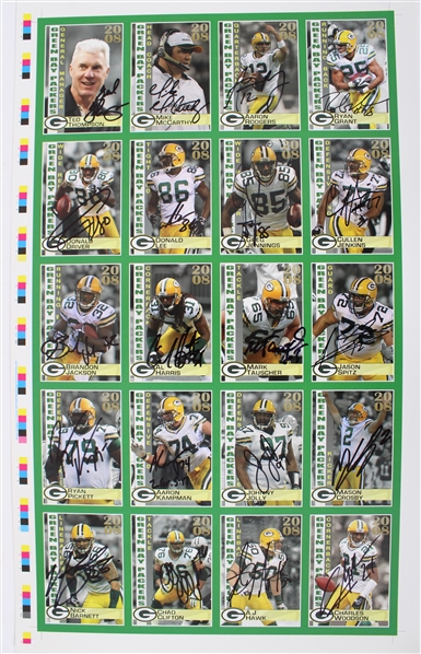 2008 Donald Driver, Aaron Rodgers, Mike McCarthy GB Packers & more Signed 12x19 Uncut Card Sheet (JSA) 