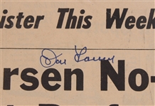 1956 Don Larsen & Yogi Berra Signed 20x26 Framed Newspaper & Framed Photo (Lot of 2)(JSA) 