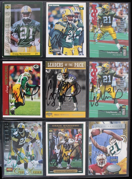 1995-98 Craig Newsome Green Bay Packers Signed Football Trading Cards - Lot of 15 (JSA / Pepper Burruss Collection)