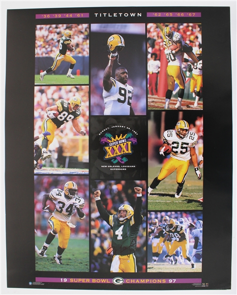 1997 Brett Favre Green Bay Packers Signed 16x20 Super Bowl XXXI Poster (JSA) 