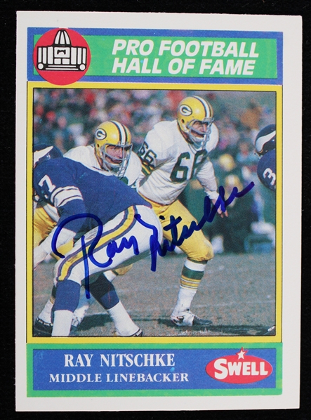 1990 Ray Nitschke Green Bay Packers Signed Swell Pro Football Hall of Fame Trading Card (JSA)