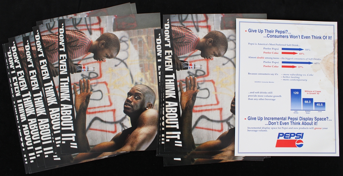1993 Shaquille ONeal Orlando Magic 8.5" x 11" Pepsi Dont Even Think About It Advertising Campaign Sheets - Lot of 15
