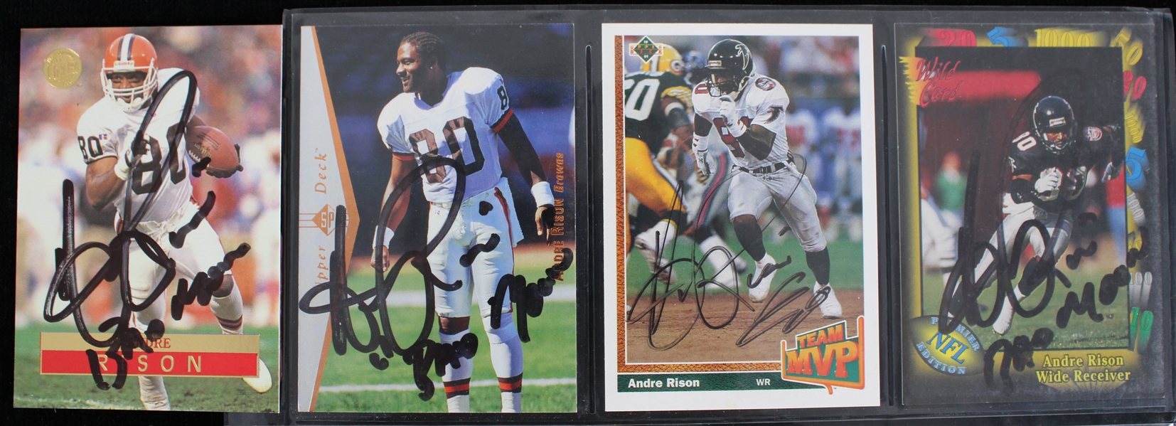 1990s Andre Rison Falcons / Browns Signed Football Trading Cards (JSA / Pepper Burruss Collection)