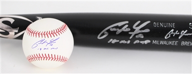 2018 Christian Yelich Milwaukee Brewers NL MVP Memorabilia Collection - Lot of 3 w/ Signed Louisville Slugger, Signed OML Manfred Baseball & Signed MIB Bobblehead (JSA)