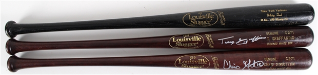 2000's Whitey Ford Tony Graffanino Chris Singleton Signed Louisville Slugger Bats - Lot of 3 (JSA)