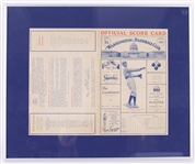 1907 Walter Johnson Washington Nationals Signed 16" x 19" Framed Score Card (JSA) Rookie Season