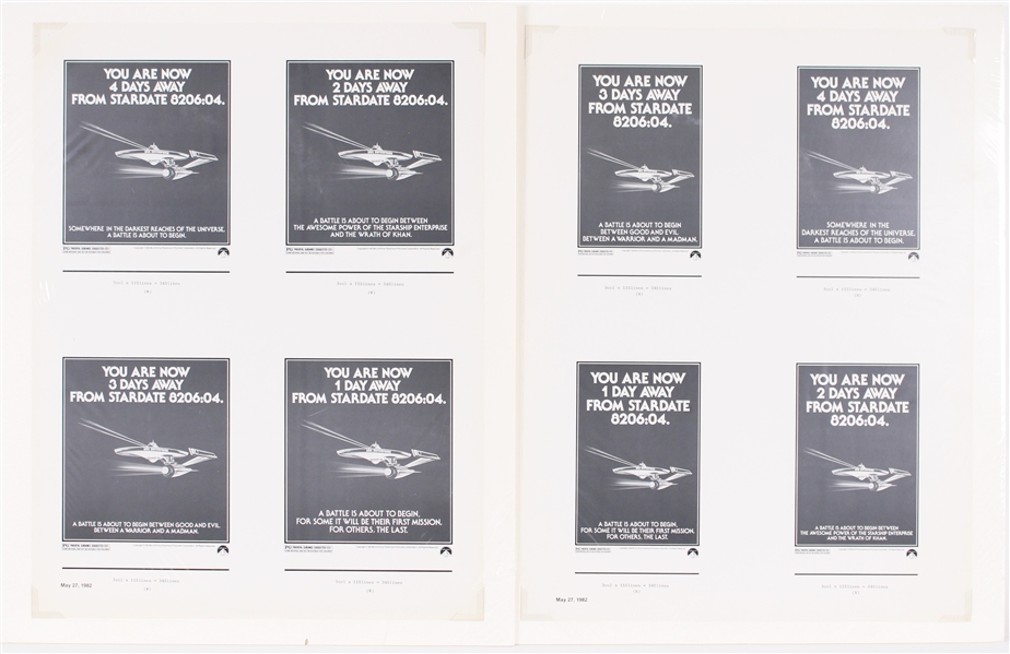 1982 Star Trek II The Wrath of Khan 17x23 Movie Poster Tabloids (Lot of 5)