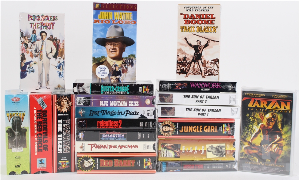 1970s-90s VHS Collection w/ Tarzan, Daniel Boone, John Wayne & more (Lot of 20)