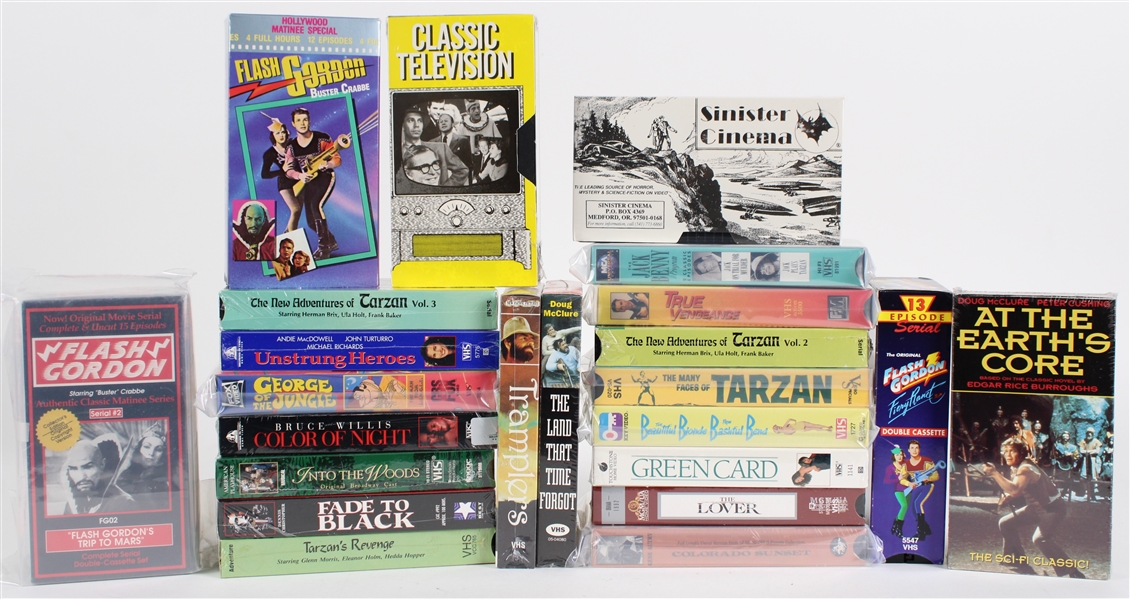 1980s-90s VHS Collection w/ Flash Gordon, Tarzan, Green Card & more (Lot of 23)