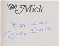 1990's Mickey Mantle New York Yankees Highland Mint Bronze Trading Card & Signed The Mick Hardcover Book (JSA)