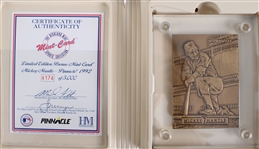 1990's Mickey Mantle New York Yankees Highland Mint Bronze Trading Card & Signed The Mick Hardcover Book (JSA)