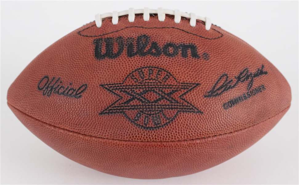 1986 Chicago Bears New England Patriots ONFL Rozelle Super Bowl XX Football (MEARS LOA / Pepper Burruss Collection) First Super Bowl Logod Football