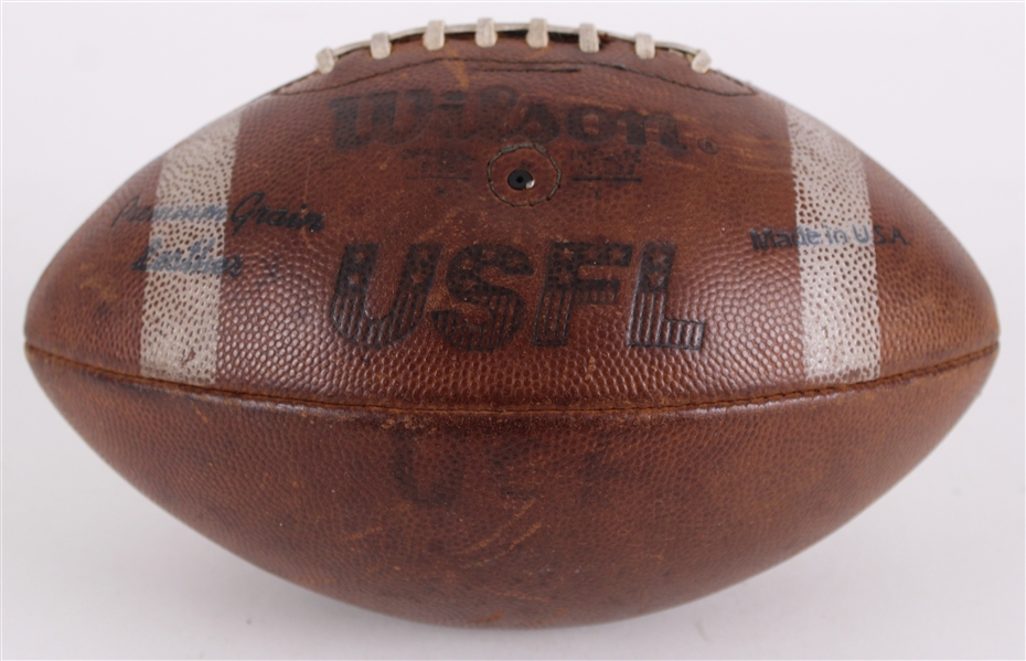 1985 Game Used USFL Harry Usher Football w/ White Stripes (MEARS LOA / Pepper Burruss Collection)