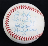 1989-90 Harry Caray Chicago Cubs Signed & Inscribed ONL White Baseball (JSA)