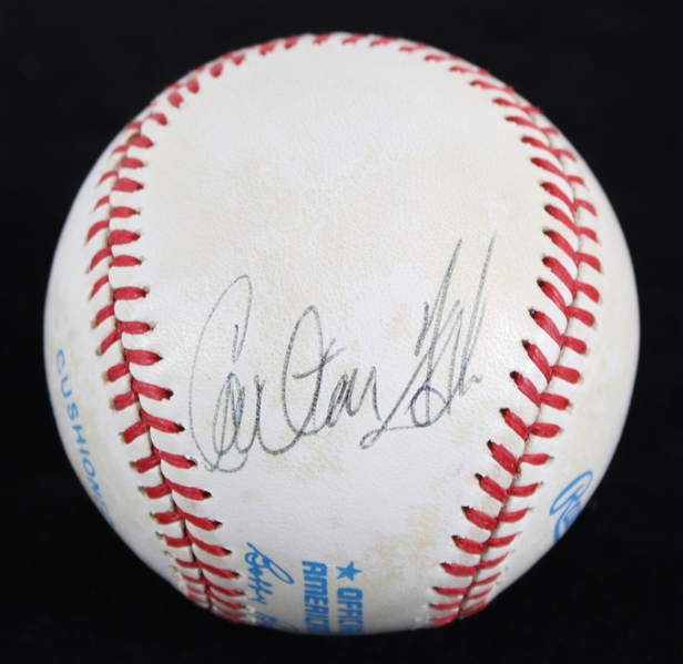 1985-89 Carlton Fisk Chicago White Sox Signed OAL Brown Baseball (JSA)