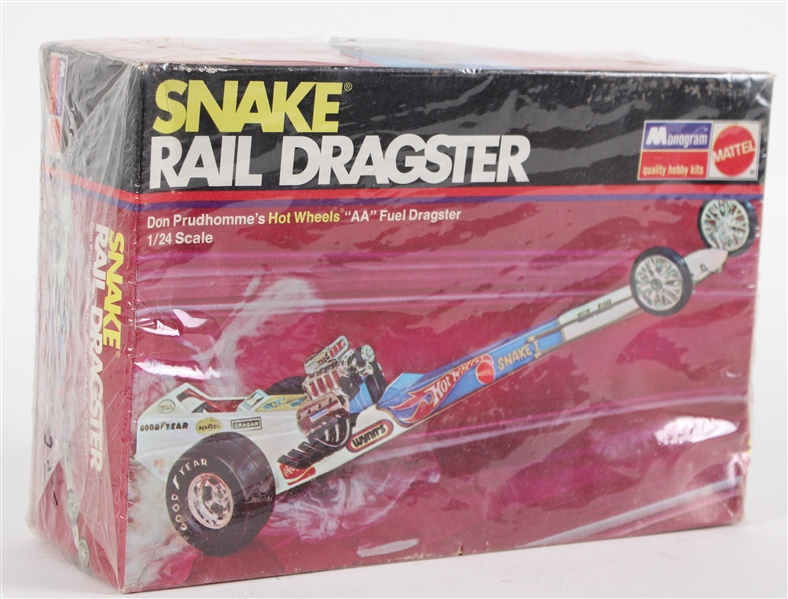 1971 Don Prudhommes Hot Wheels Snake Rail Dragster MIB Monogram / Mattel Scale Model Car Kit