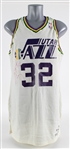 1988-89 Karl Malone Utah Jazz Signed Game Worn Home Jersey (MEARS A10 / JSA)