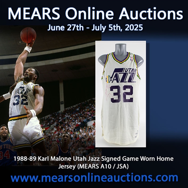 1988-89 Karl Malone Utah Jazz Signed Game Worn Home Jersey (MEARS A10 / JSA)