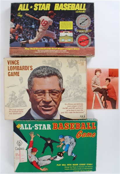 1960s-70s All Star Baseball Games, Lombardis Game & 8x10 Paul Anka Photo (Lot of 4)