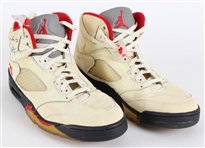 1990-91 Michael Jordan Chicago Bulls Signed Nike Air Jordan V Game Worn Sneakers (MEARS LOA / JSA)