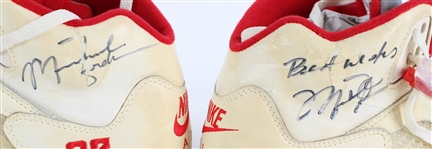1990-91 Michael Jordan Chicago Bulls Signed Nike Air Jordan V Game Worn Sneakers (MEARS LOA / JSA)