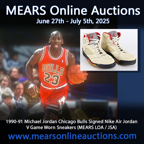 1990-91 Michael Jordan Chicago Bulls Signed Nike Air Jordan V Game Worn Sneakers (MEARS LOA / JSA)