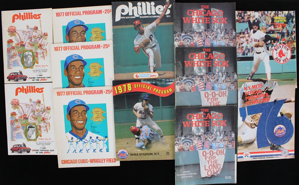 1975-79 Baseball Program Collection - Lot of 12 w/ Phillies, Mets, Cubs, White Sox & Red Sox 
