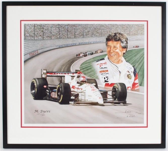 1990s Mario Andretti Signed 30x33 Frame LE 197/225 Print (JSA) 