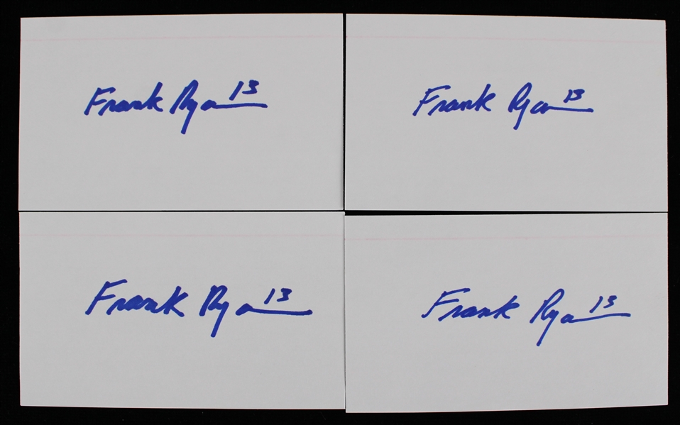 1962-68 Frank Ryan (d.2024) Cleveland Browns Signed Index Cards (JSA) (Lot of 4)