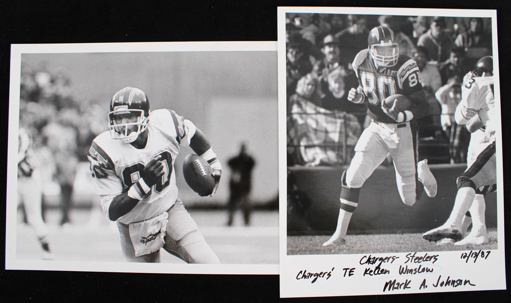 1986-87 Kellen Winslow San Diego Chargers 8"x10" Original George Gojkovich B&W Photo (Blank Back) (Lot of 2)