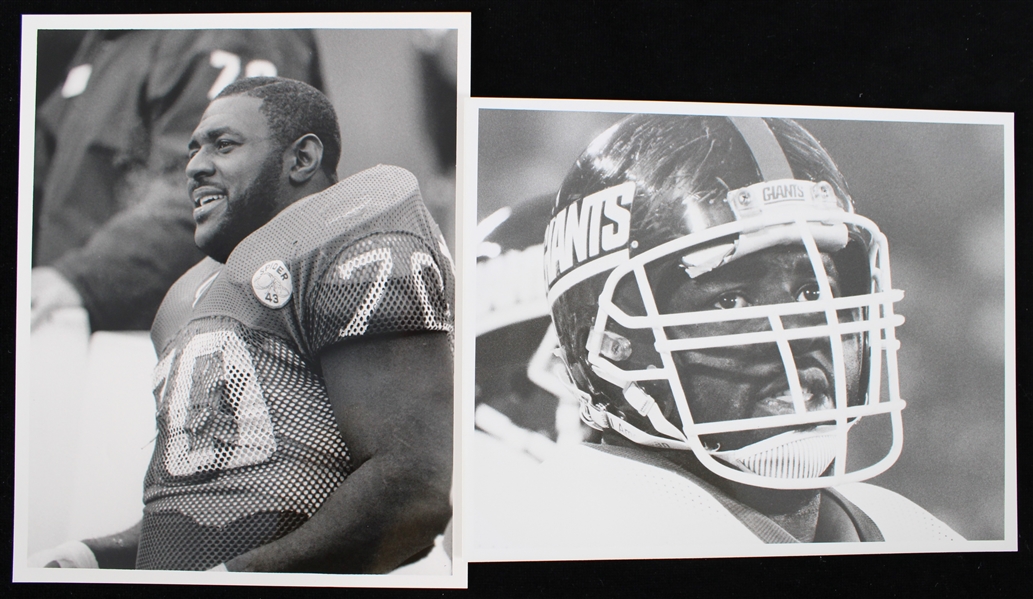 1986-88 Leonard Marshall New York Giants 8"x10" Original Malcolm W. Emmons and Betsy Peabody Rowe B&W Photos (Lot of 2)